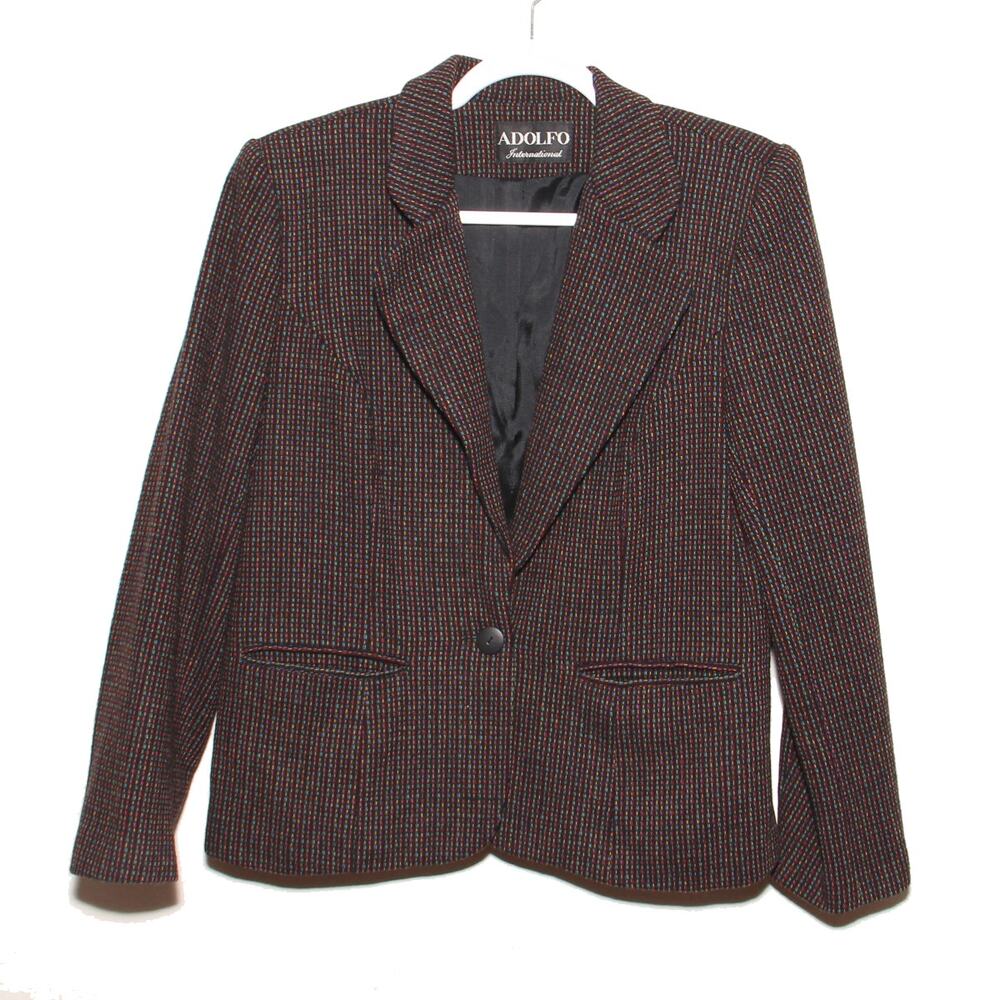 Vintage Adolfo Wool Blend Blazer Size 8